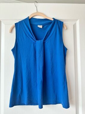Chico's Blue Sleeveless Tie Neck Top Petite 0P